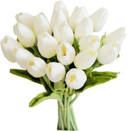 Tulipani di carta bianchi - materiale simile a seta - 34cm - per matrimoni/decorazioni di casa