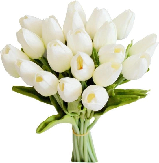 Tulipani di carta bianchi - materiale simile a seta - 34cm - per matrimoni/decorazioni di casa