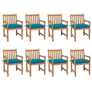 Sedie da Giardino 8 pz con Cuscini Azzurri in Massello di Teak cod mxl 8356