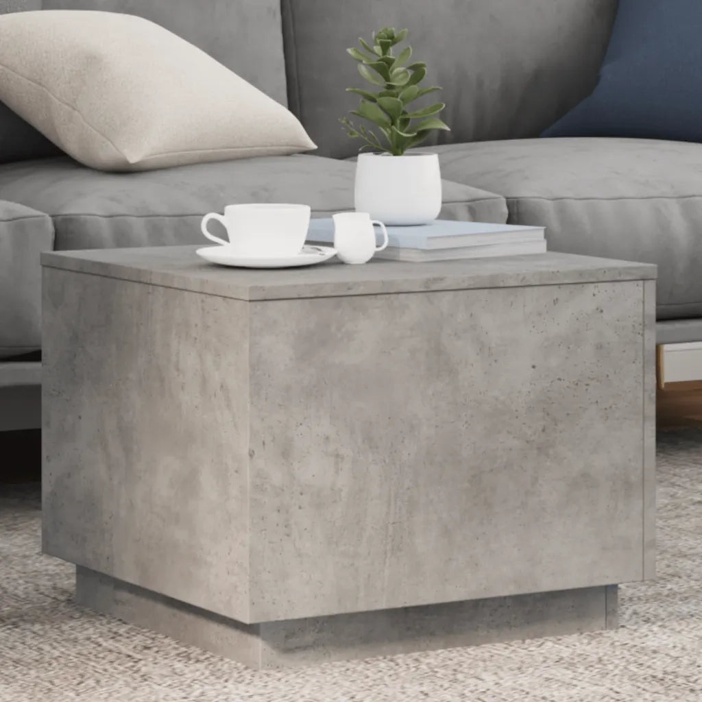 Tavolino da salotto | Tavolino da caff¨¨ | Tavolino da Soggiorno con Luci LED Grigio Cemento 50x50x40 cm