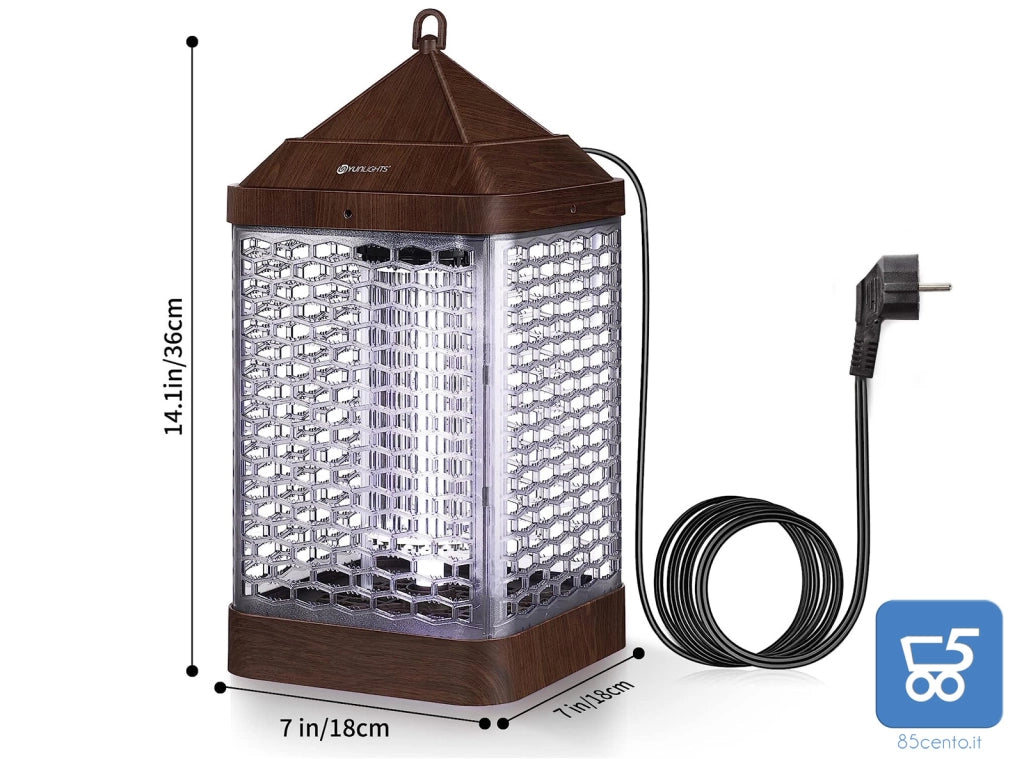 Lampada Insetticida elettrico YUNLIGHTS da 9W per zanzare e insetti con luce UV per interni ed esterni 220V fino a 25-30 Metri Color Legno