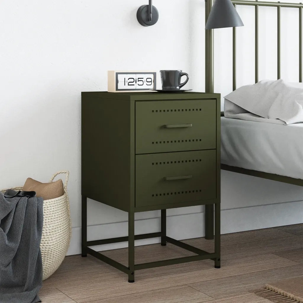 Comodino Verde Oliva 36x39x60,5 cm in Acciaio 846466