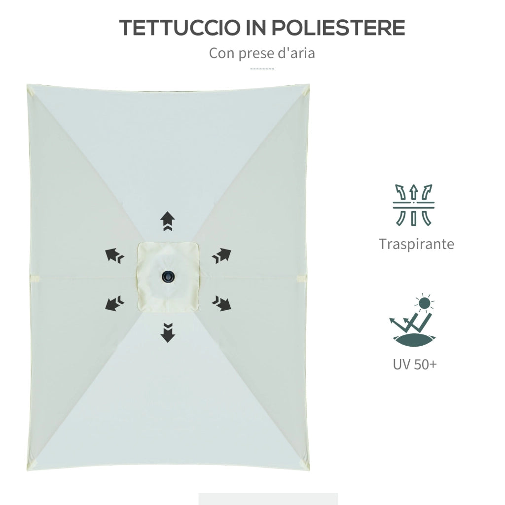Ombrellone da Giardino 2x3 m Palo Ø38 mm in Alluminio e Poliestere Beige