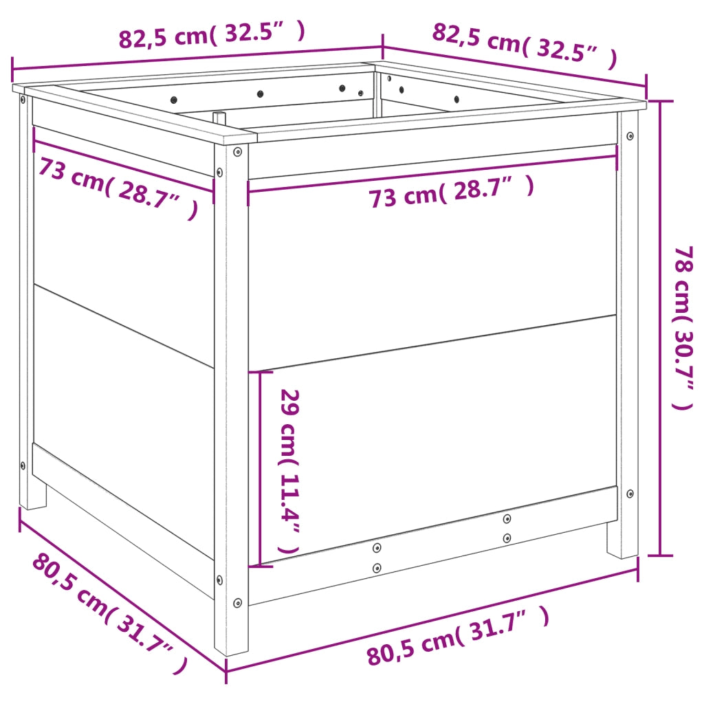 Fioriera da Giardino-Vaso da Esterno Bianca 82,5x82,5x78cm Legno Massello Pino