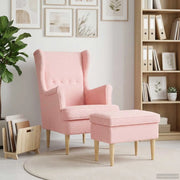 Poltrona con Ottomano 2 pz Rosa Bouclé 3418835