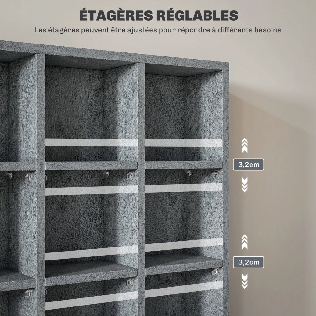 Libreria Multimediale in Legno con Ripiani Regolabili ¨C Minimal ¨C Grigio 89x130,5 cm