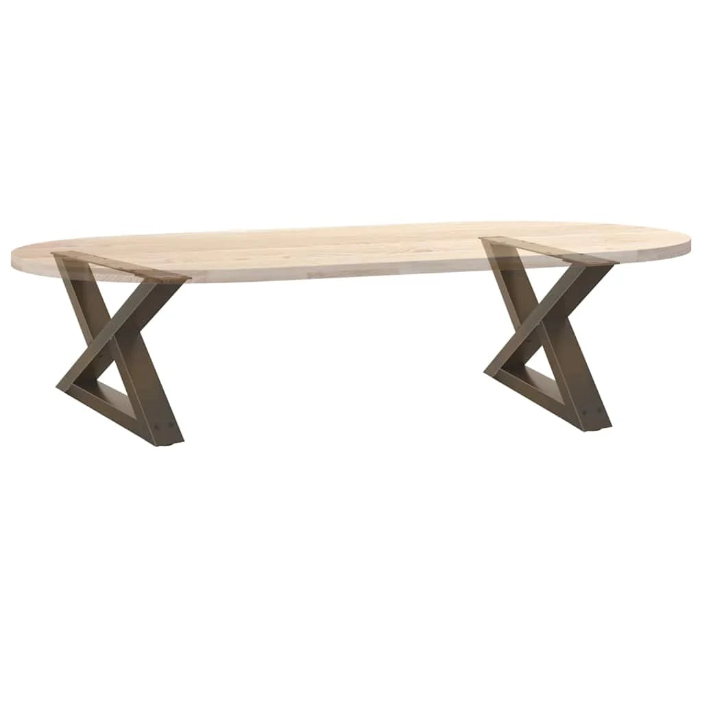 Set di 2 gambe per tavolino da caffè in metallo 50 x 30 cm design geometrico stabile e moderno in acciaio naturale 02_0056973