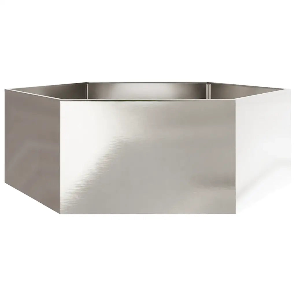 Fioriera da Giardino Esagono 138x120x45 cm in Acciaio Inox 851140