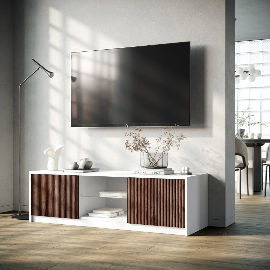 Porta TV BUDAPEST bianco/rovere rio
