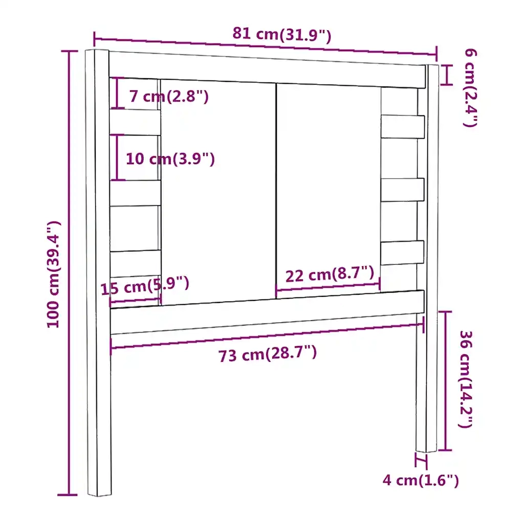 Testiera | Testata per Letto Grigia 81x4x100 cm in Legno Massello di Pino