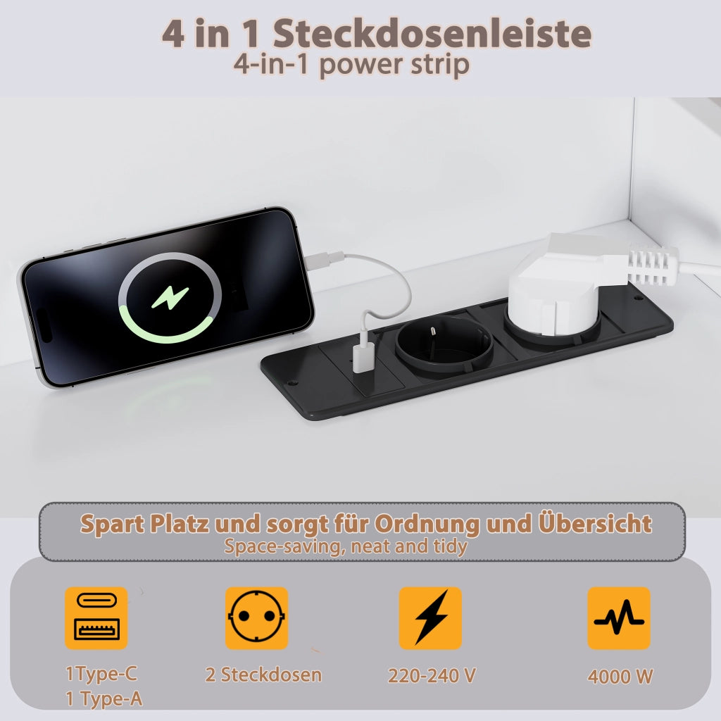 Letto contenitore 120x200 cm con apertura idraulica reversibile; testiera imbottita con vani; LED e USB; legno bianco
