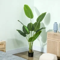 Pianta Artificiale da 160 cm a 10 Foglie in PEVA Verde con Vaso da Ø16.5x13.5 cm