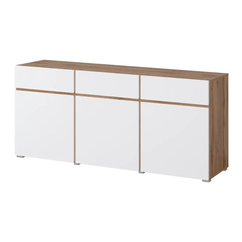 Buffet HAVANA – 180 cm – 3 ante a battente e 3 cassetti – Rovere e bianco – Design contemporaneo