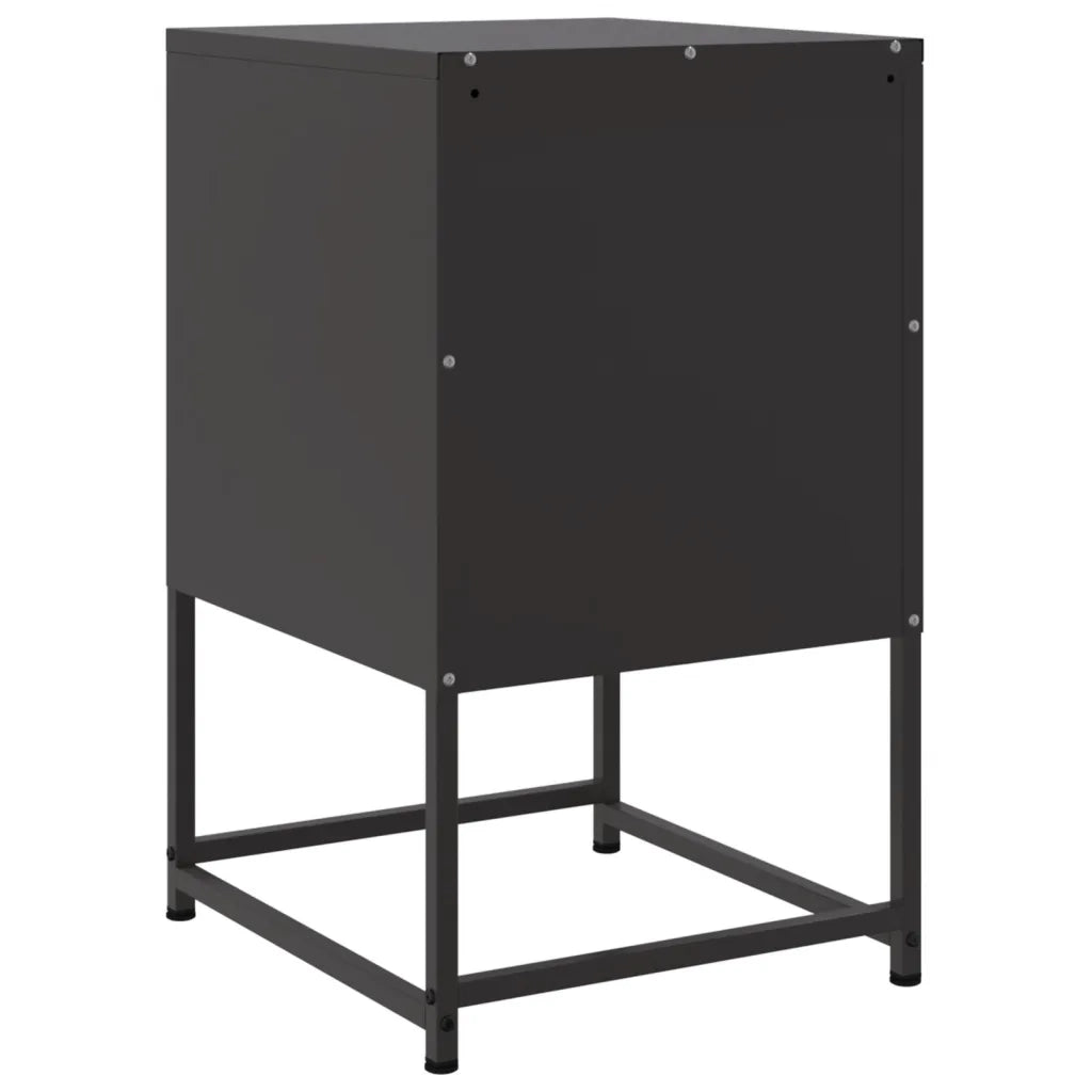 Set di 2 Comodini | Armadio da Notte | Mobiletto da notte Neri 36x39x60,5 cm in Acciaio