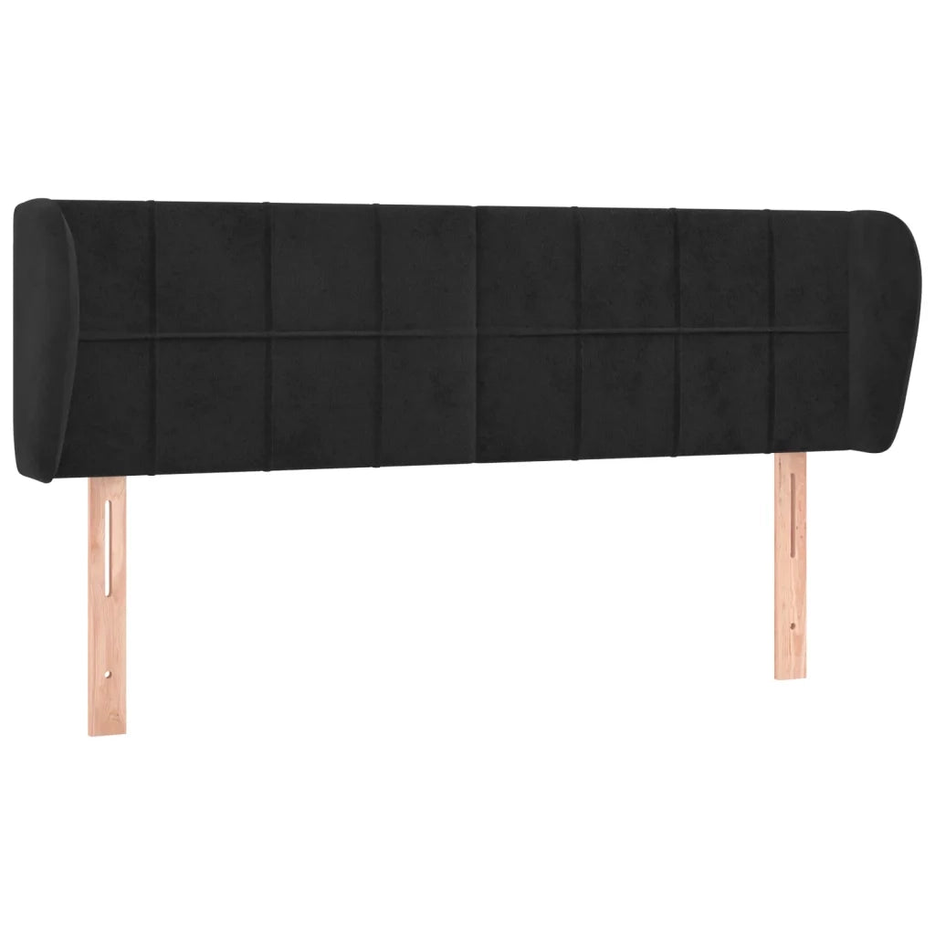 Testiera | Testata ad Orecchio Nera 147x23x78/88 cm in Velluto