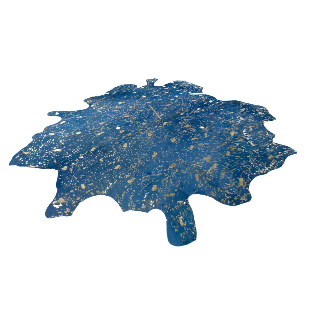 Tappeto in vera pelle bovina Glam 400 Blu e Oro