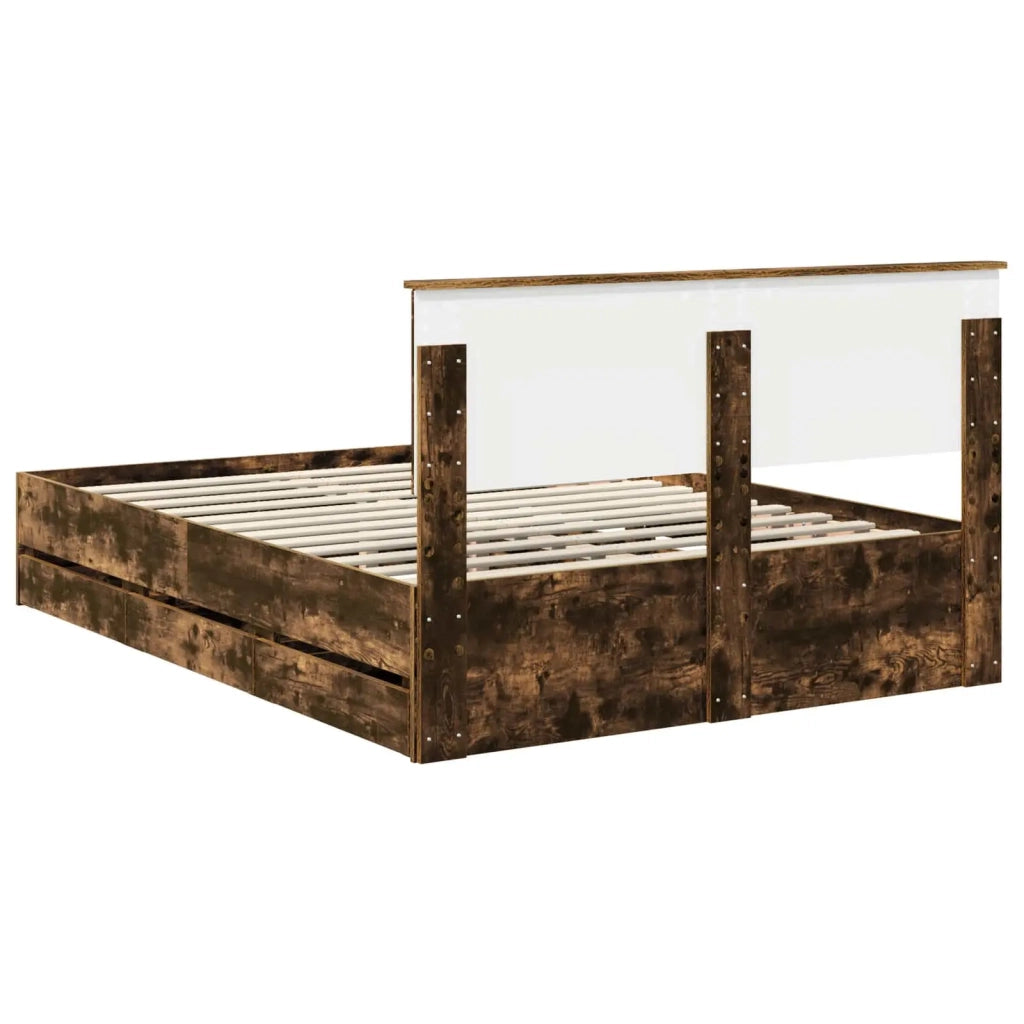 Struttura del letto con cassetto Rovere fumé 140 x 190 cm 3410711