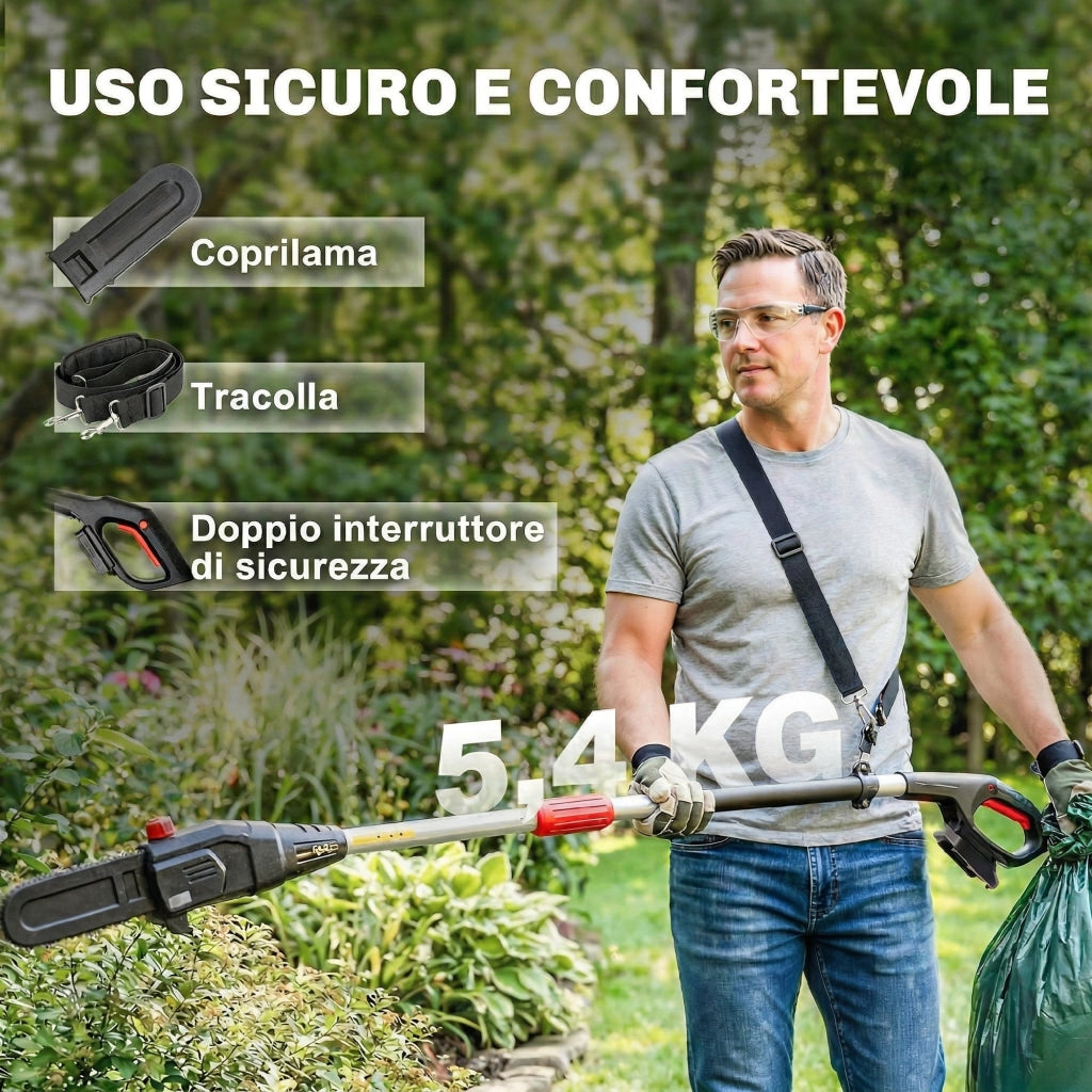 Motosega a Batteria Telescopica con Lubrificazione Automatica ¨C zephmum ¨C 1.94m-2.56m