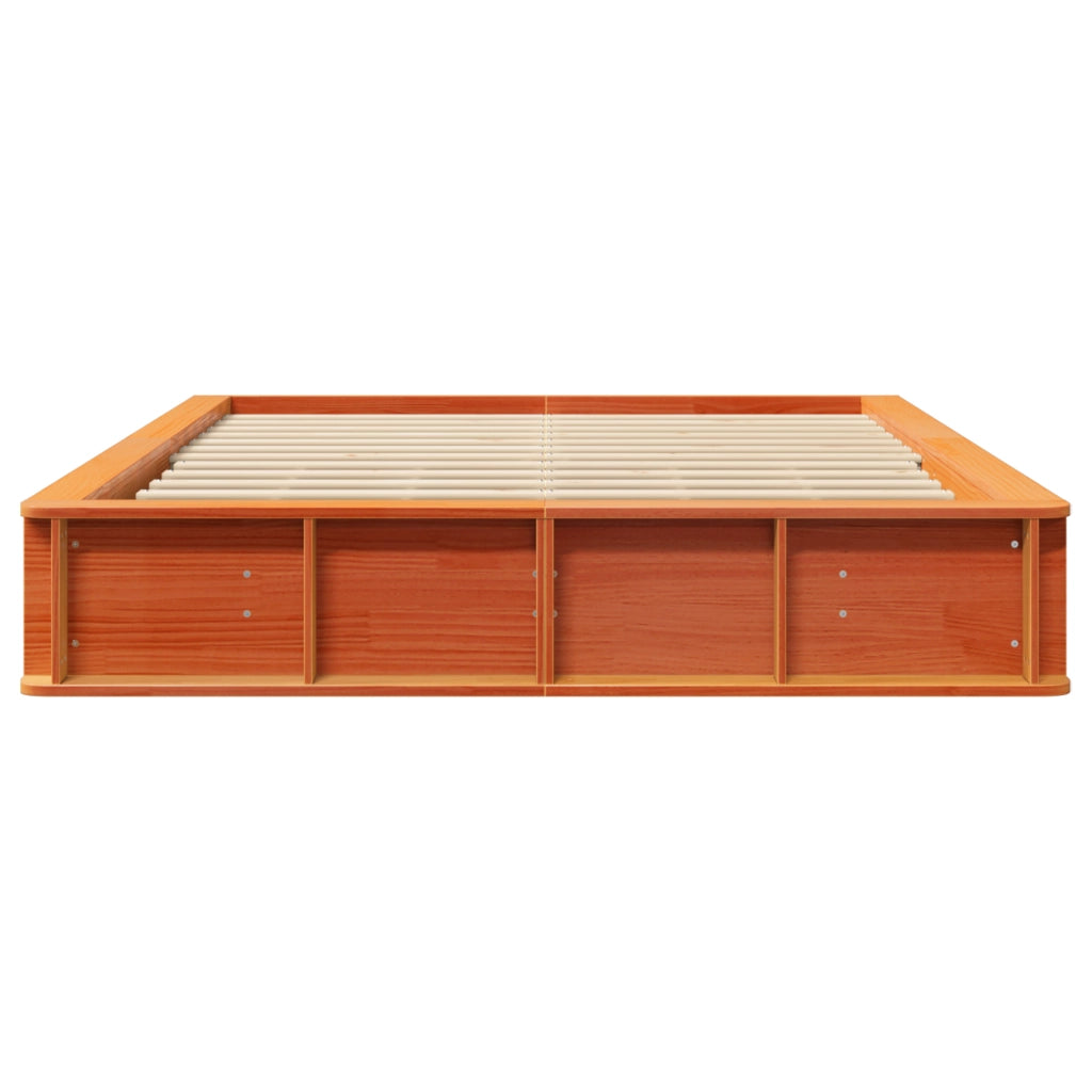 Telaio letto con contenitore sollevabile Marrone cerato 160x200 cm Legno massello di pino