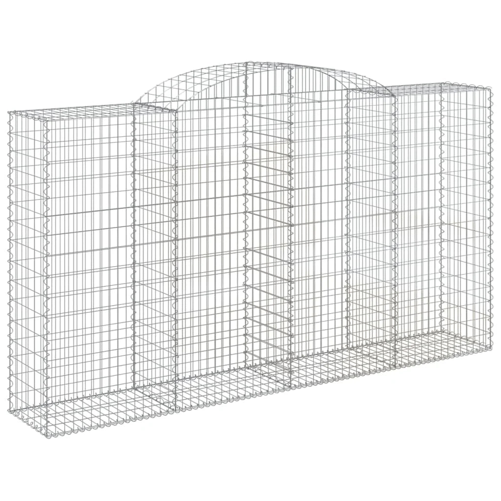 Cestini gabbioni recinzione a gabbia muro di contenimento ad arco 10 pezzi 300 x 50 x 160/180 cm ferro zincato argento 02_0040265
