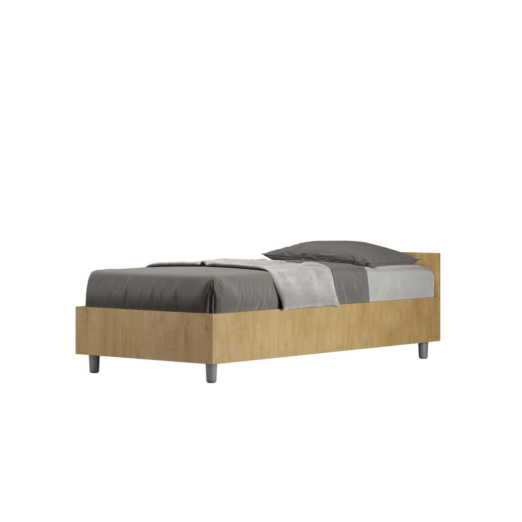 Letto singolo con rete 80x200 cemento Nuamo