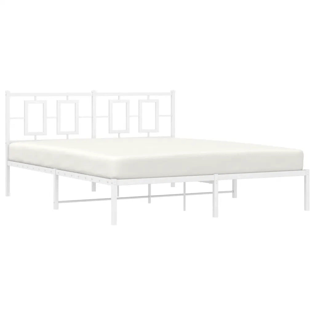 Giroletto con Testiera Metallo Bianco 150x200 cm 374292
