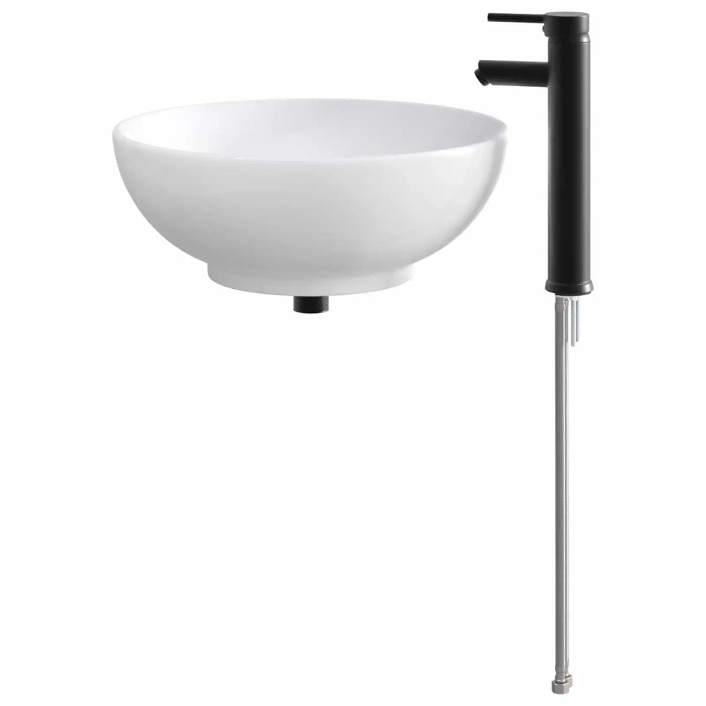 Lavabo con rubinetto e scarico Nero Opaco 44 x 44 x 16 cm 890247