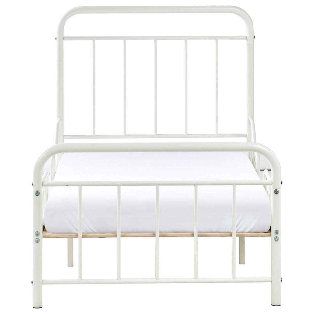 Letto estensibile in ferro per bambini 90 x 130/160/200 cm con rete a doghe bianco sporco stile moderno