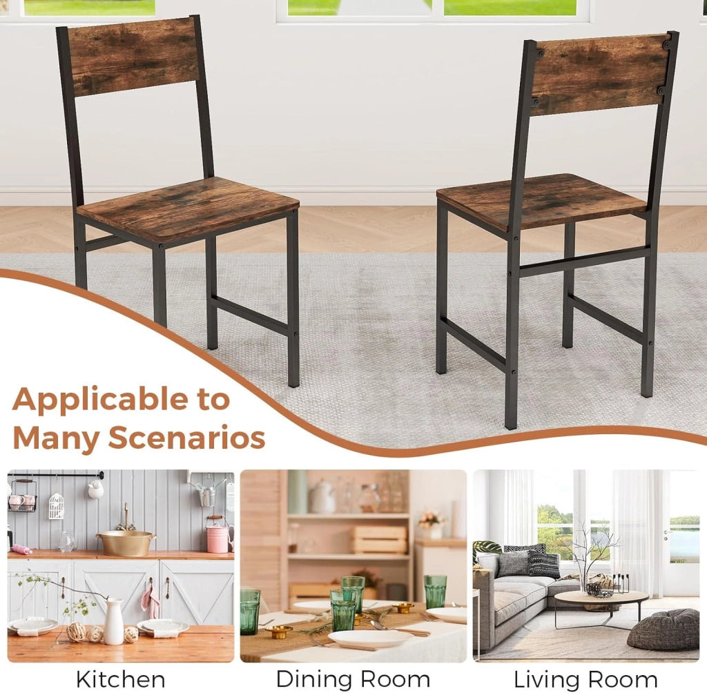 Set di 2 sedie da sala da pranzo, sedie da cucina con gambe in metallo, schienale inclinato, seduta grande, sedie industriali per cucina, sala da pranzo, ufficio, carico 150 kg
