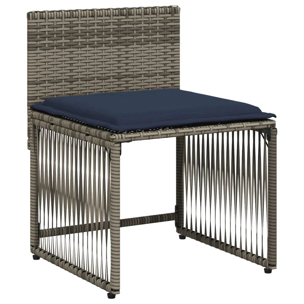 Set da pranzo da giardino da 7 pz con Cuscini in Polyrattan Grigio 369016
