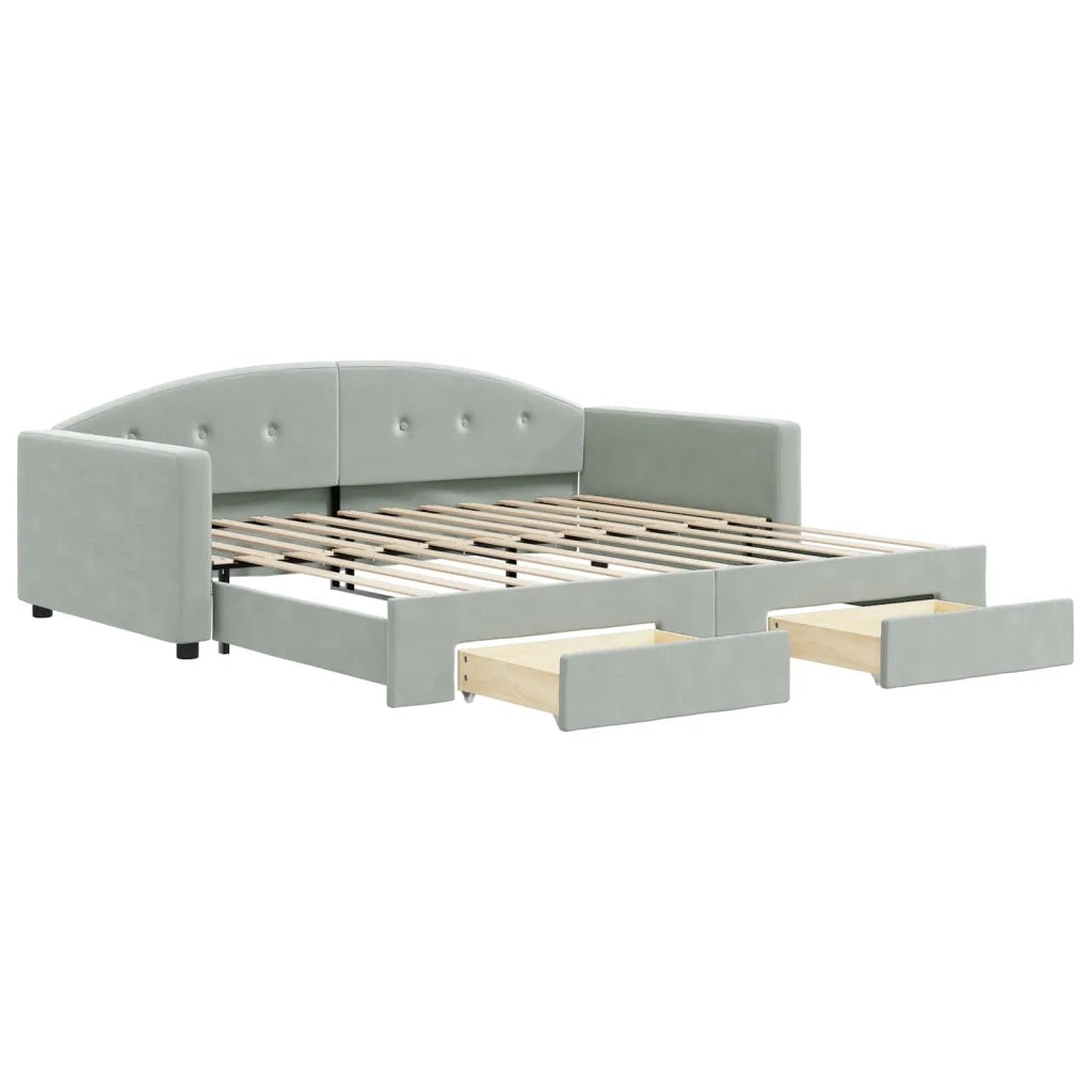 Divano Letto Estraibile Cassetti-Sofa Letto-Daybed Grigio Chiaro 100x200 Velluto 967033