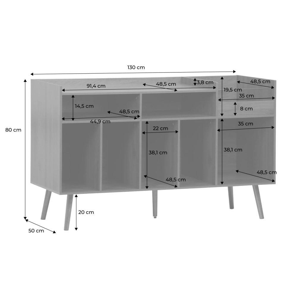 Mobili per vinili xl vintage effetto legno scuro, 130cm, marrone scuro