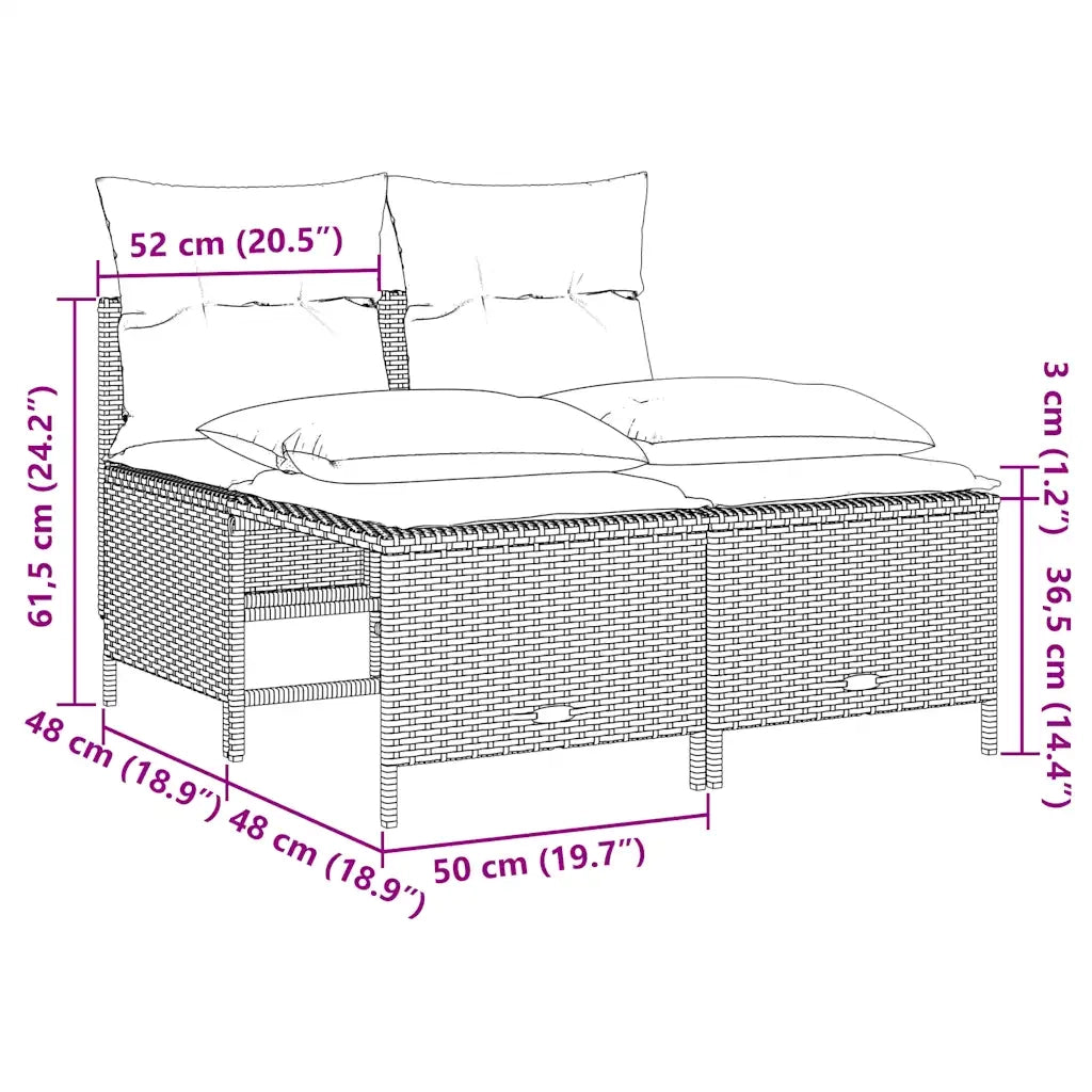 Set Divani da Giardino 4 pz con Cuscini Nero in Polyrattan 368379