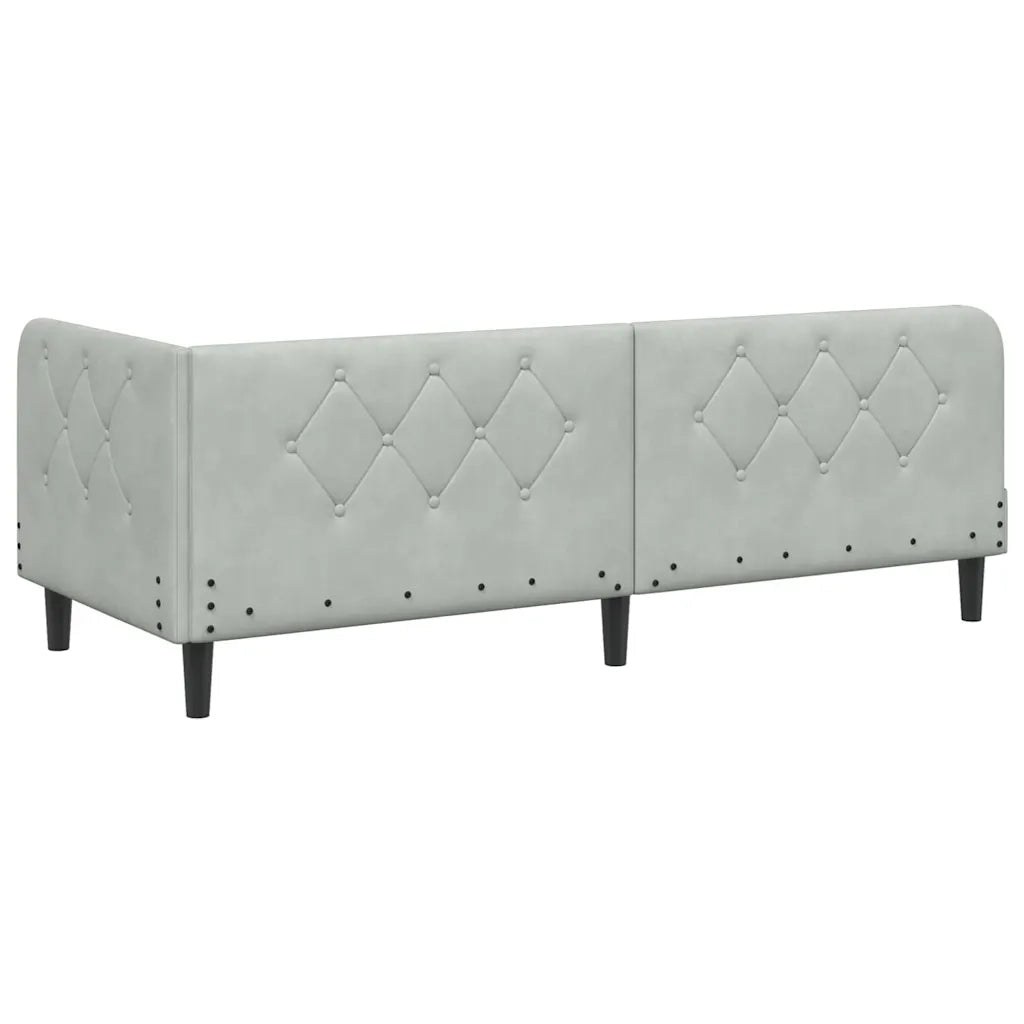 Cornice del letto ad angolo Grigio chiaro 80 x 200 cm Velluto