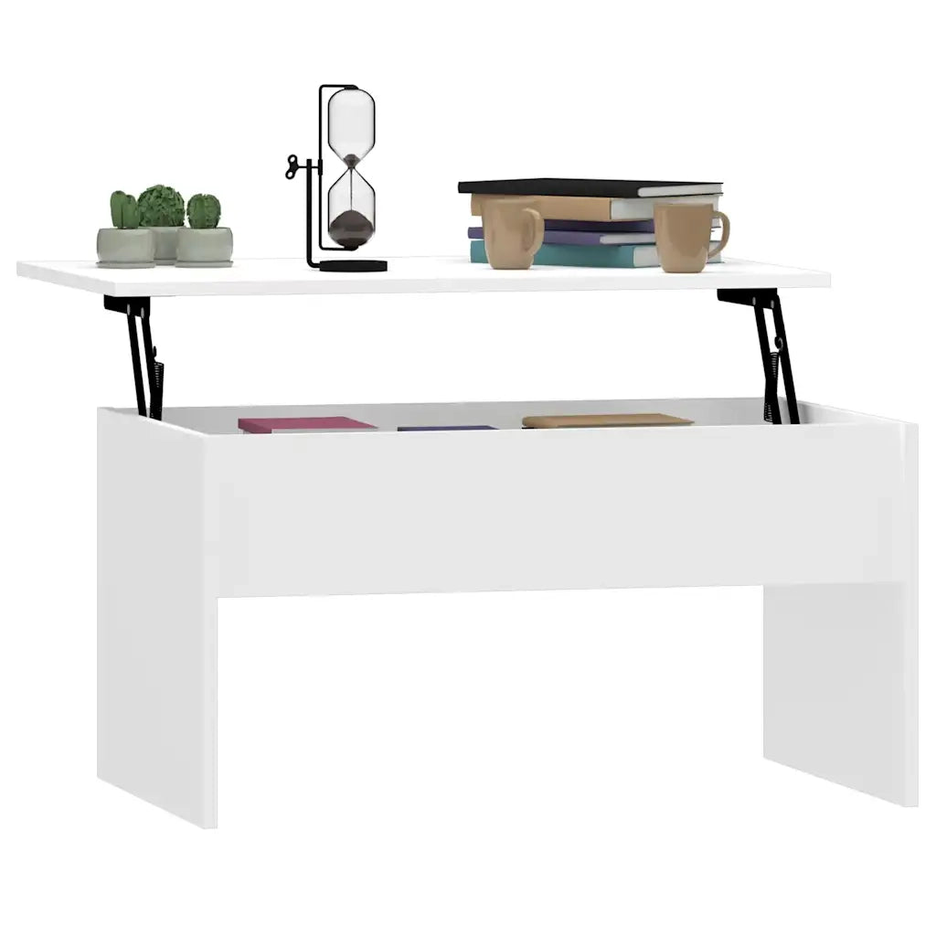 Tavolino Salotto Bianco Lucido 80x50,5x41,5cm Legno Multistrato 809644