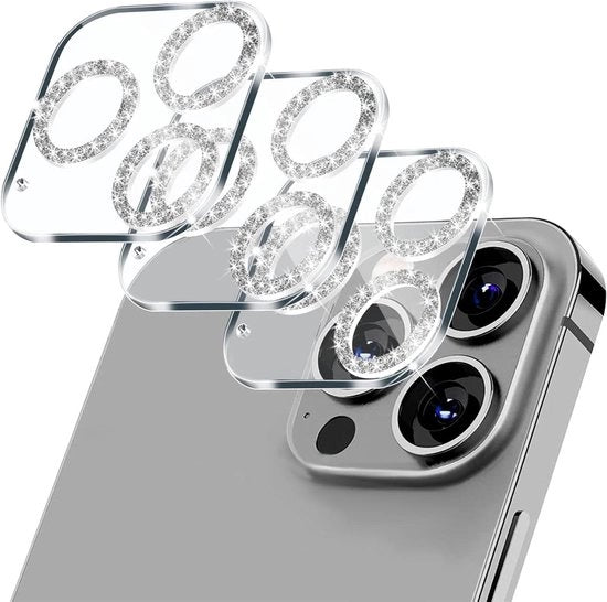 Vetrino di Protezione per Camera iPhone 14 Pro e iPhone 14 Pro Max - Lente di Protezione 3D Stereoscopica - 9H - Protezione HD per Camera - Diamante Bianco - Accessorio di Protezione Completa