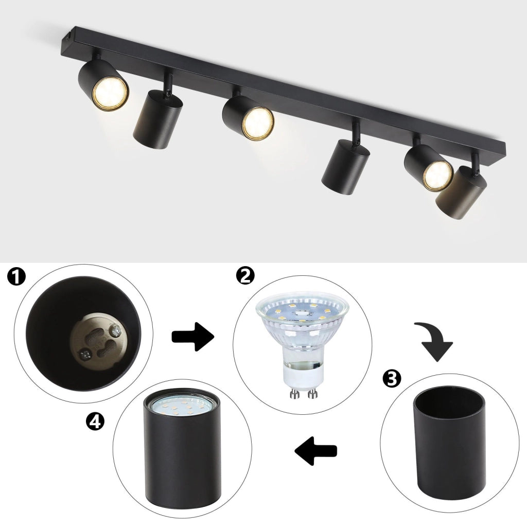 ZMH Faretto da soffitto LED neri orientabili 360° design industriale moderno per soggiorno camera