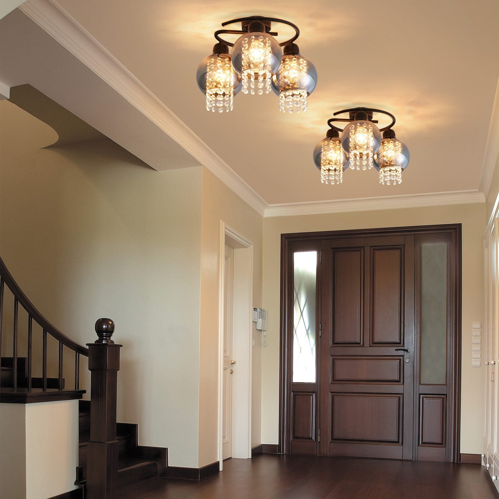 ZMH Lampada da soffitto plafoniera moderna vetro nero E27 per camera letto corridoio