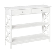 Tavolino consolle con cassetti e mensole ¨C zephmum ¨C Bianco, 100x30.5x80cm