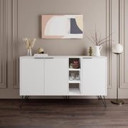 Madia Moderna Credenza 142x83 cm con 3 Ante e Vani a Giorno Zaffiro di Bianco