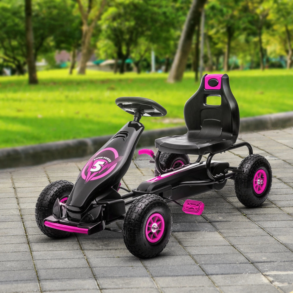 Go-Kart per Bambini con Pedali ¨C zephmum ¨C Rosa e Nero 121x58x61 cm