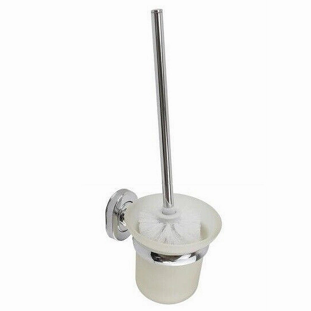 Trade Shop - Porta Scopino Wc Scopino Completo Vetro Satinato Fissaggio A Parete Bagno 69194 -