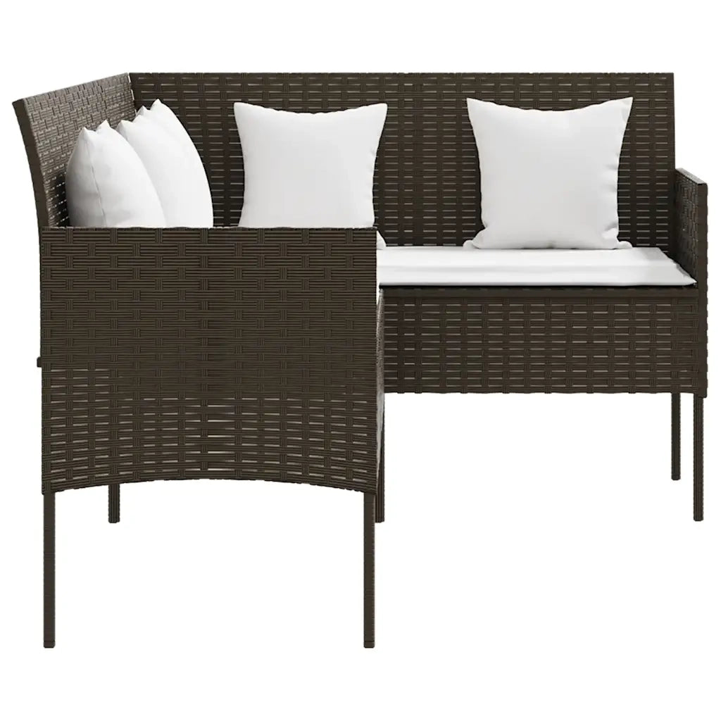 Set Divano a L con Cuscini 5 pz Marrone in Polyrattan 318577