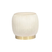 Pouf in velluto Lyla crema con base dorata
