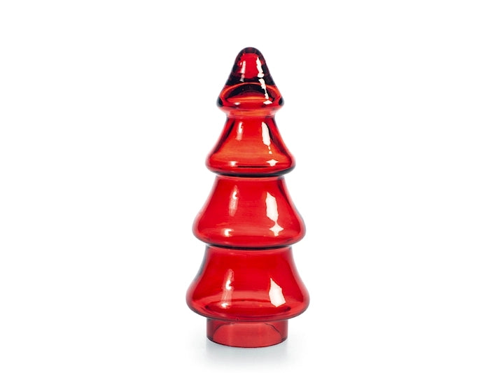 Albero natale rosso in vetro soffiato a mano