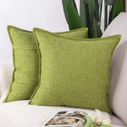 Set di 2 cuscini di lino in poliester morbidi decorativi per divano e camera da letto cuscini di copertura verde chiaro 45x45 cm quadrato