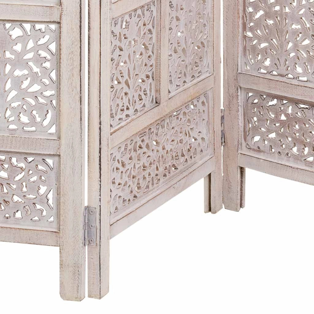 Paravento in legno bianco fatto a mano 50(x4)x2x180h