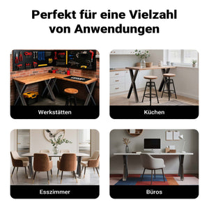 Base per tavolo 72x60 cm con gambe tavolo a forma di X acciaio verniciato