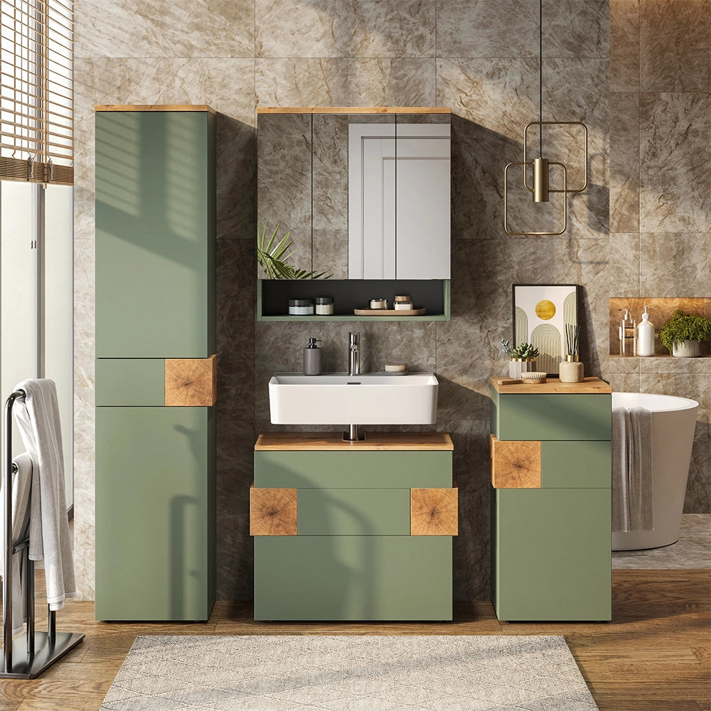 Vicco Set di mobili da bagno Verde/Artigianale 5 parti