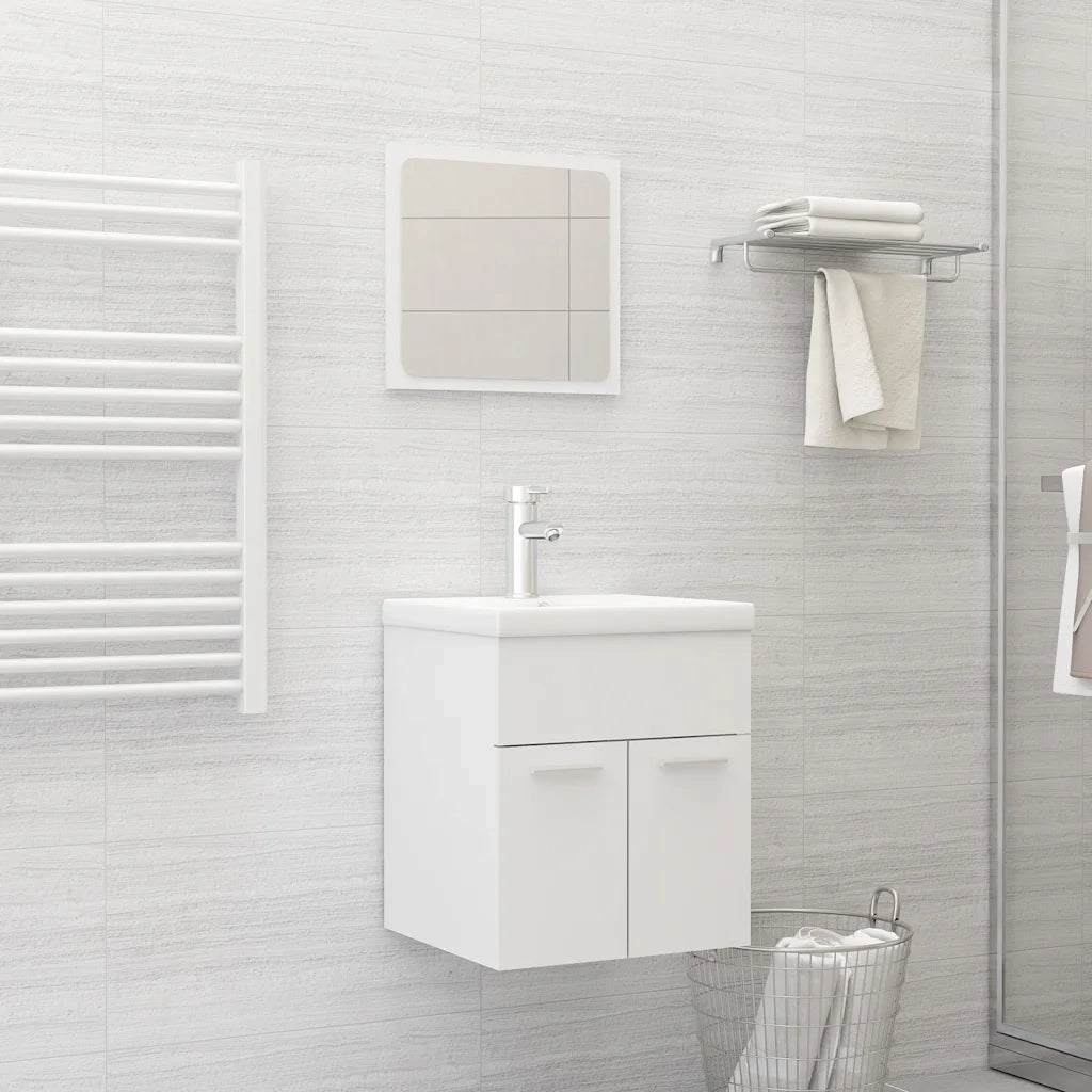 Set Mobili da Bagno 2 pz Bianco in Legno Multistrato cod mxl 55475
